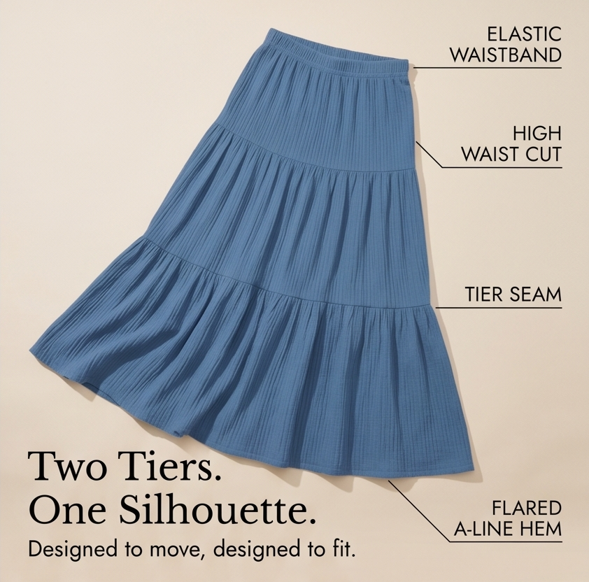 Solavie™ Tiered Maxi Skirt & Cami Matching Set
