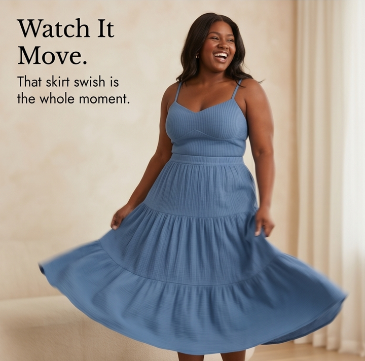 Solavie™ Tiered Maxi Skirt & Cami Matching Set