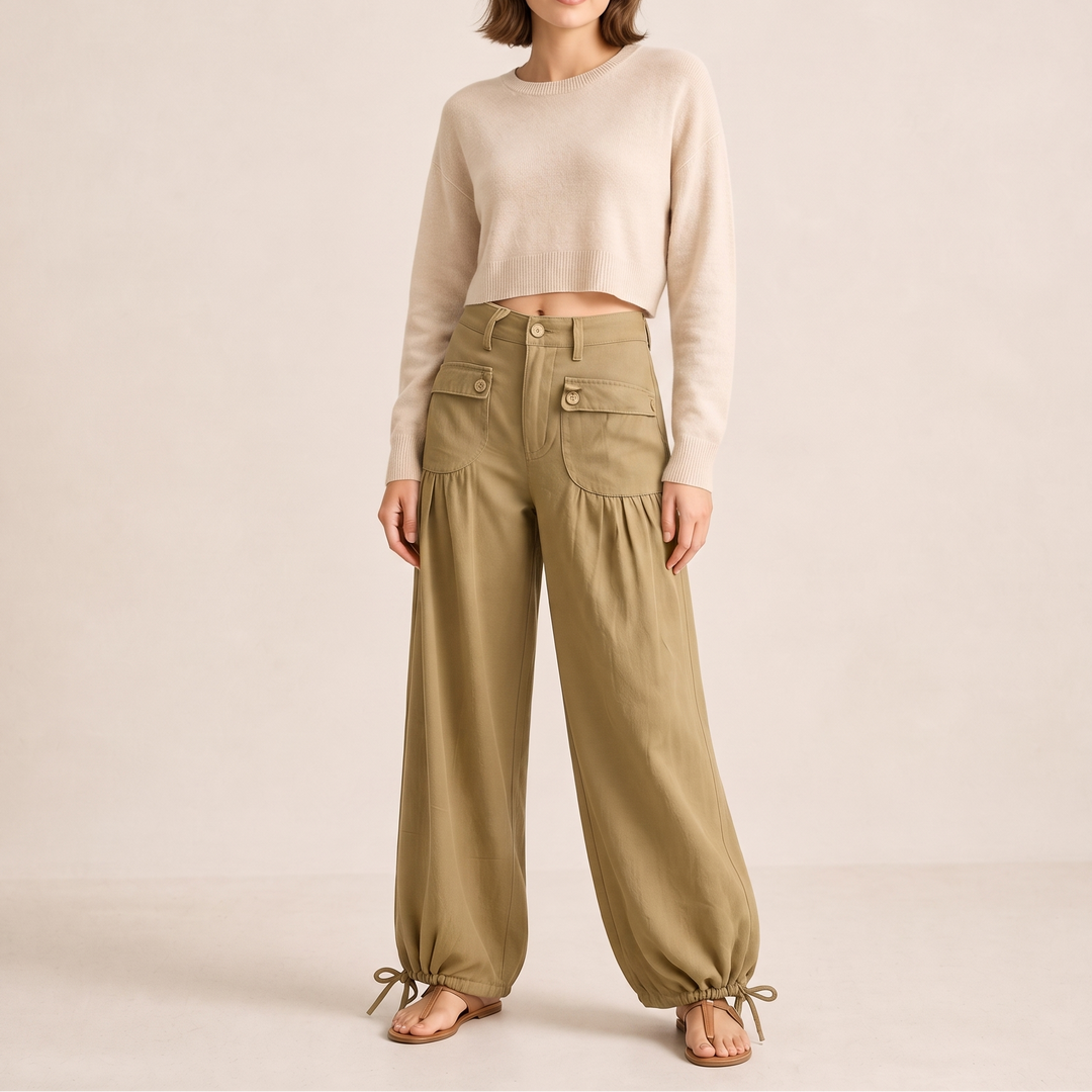 Barrelune – Tie-Hem Curved Barrel Leg Jeans