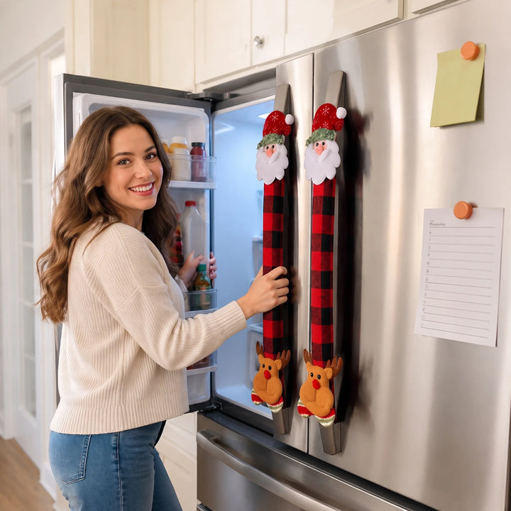 MerryHearth – Buffalo Plaid Christmas Refrigerator Handle Covers