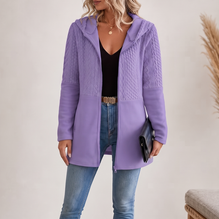 Wearbella – Cable-Knit Longline Zip-Up Hoodie