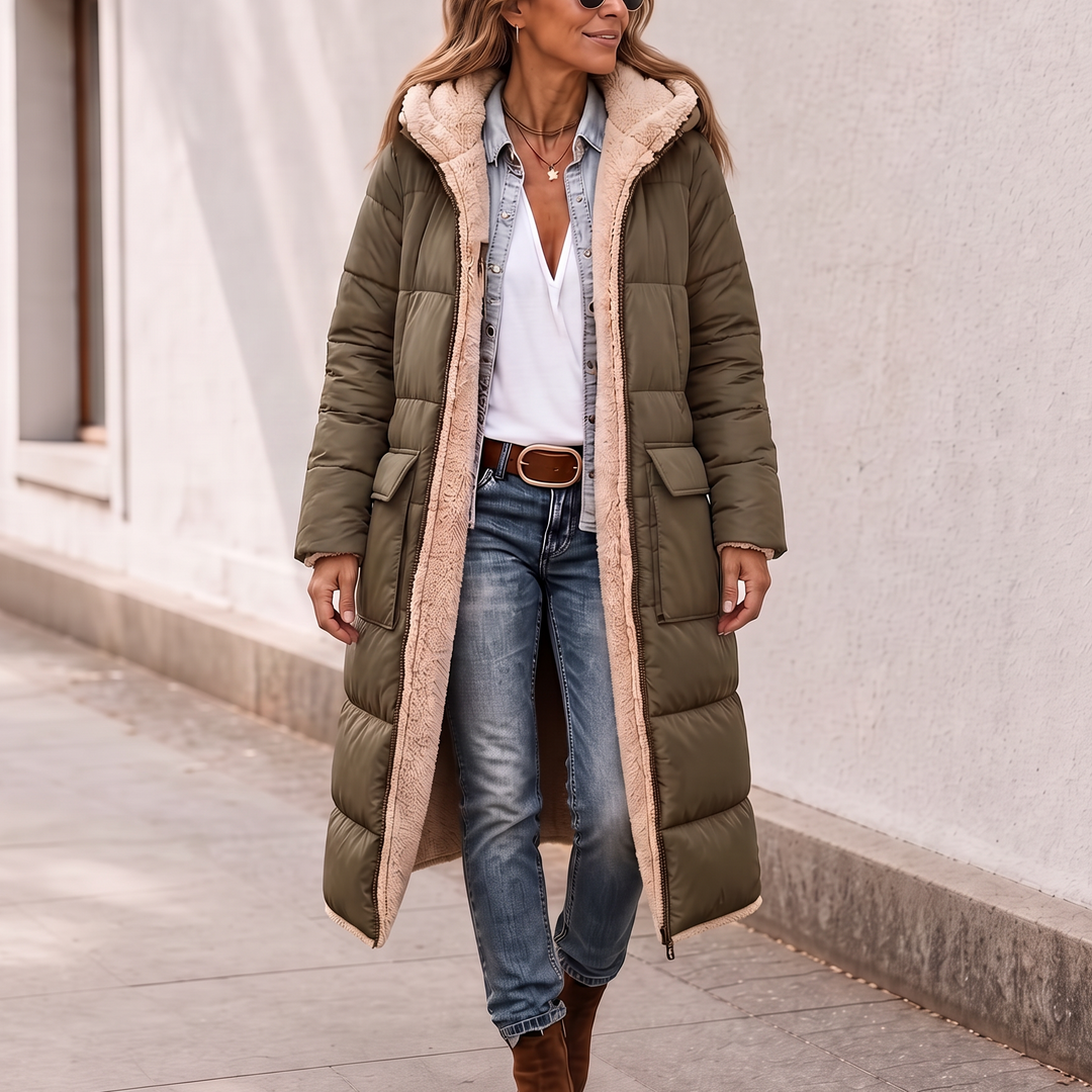 Veluna – Reversible Quilted Sherpa-Look Winter Coat