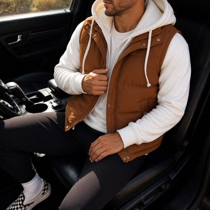 Wraverly – Layered Double Hood Puffer Vest