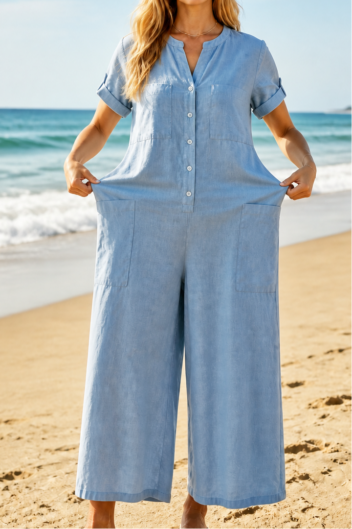Wearbella – Loose-Fit Wide-Leg Pocketed Jumpsuit