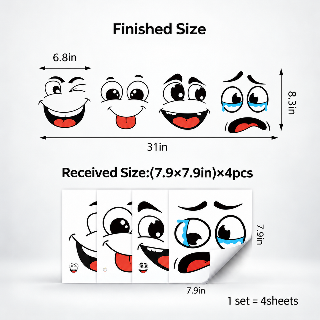 FaceSprout – Cartoon Face Decals For Household Items (4-pack set)