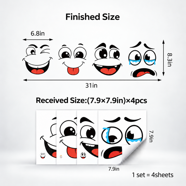 FaceSprout – Cartoon Face Decals For Household Items (4-pack set)
