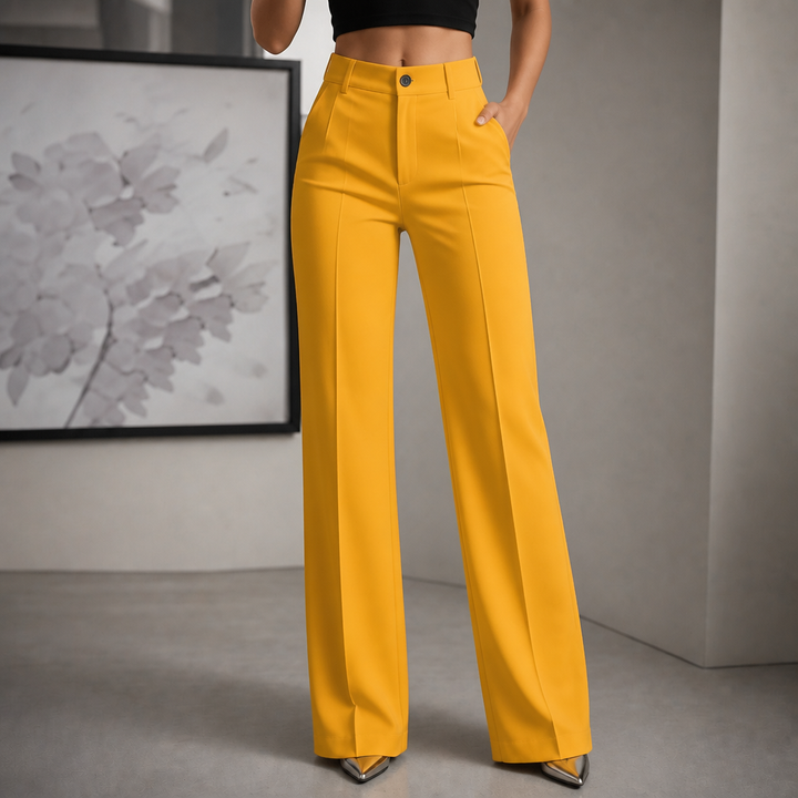 Veloura – High-Waisted Pleated Stretch Trousers
