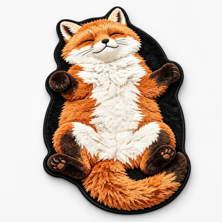 Tabby Tumble – Sleeping Cat-Shaped Plush Area Rug