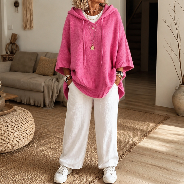 Cozelle – Frayed-Edge Open-Knit Oversized Hoodie