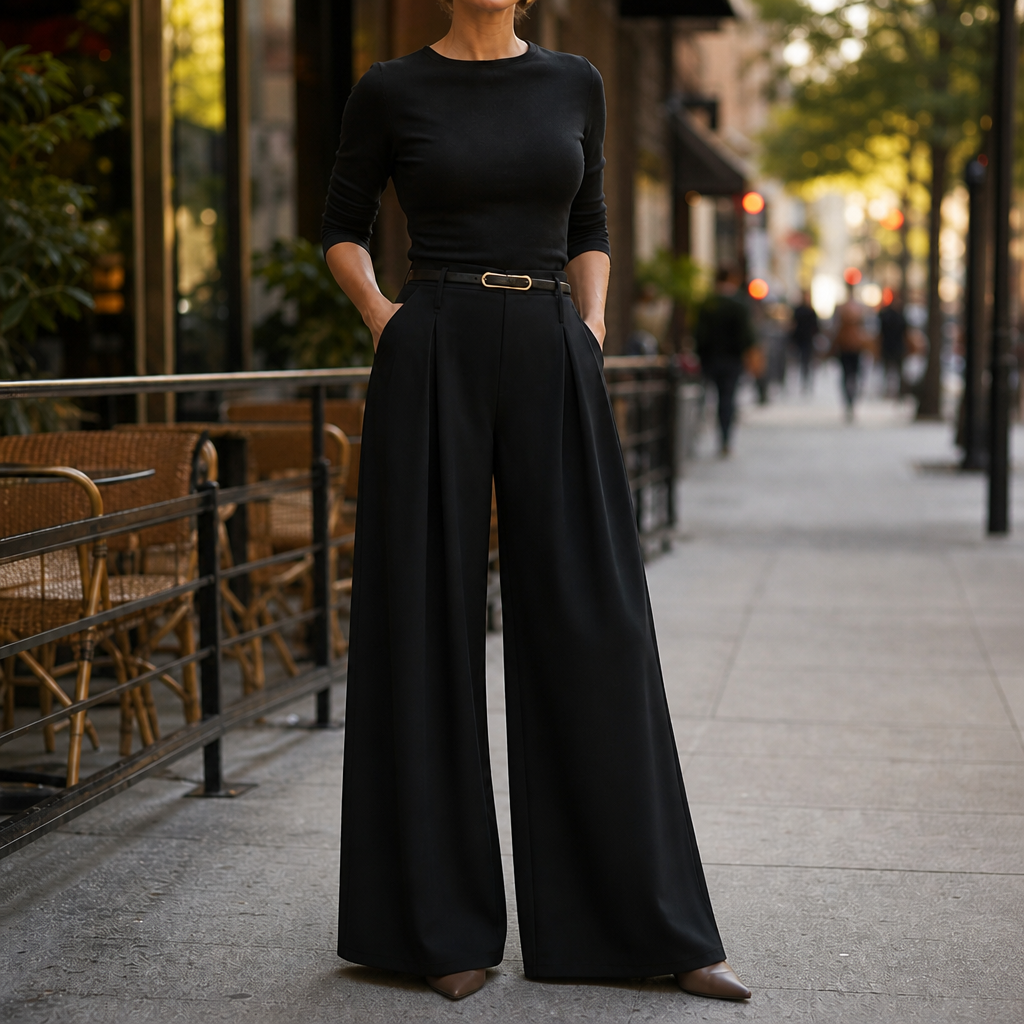 Lunetta – High-Waisted Pleated Wide-Leg Trousers