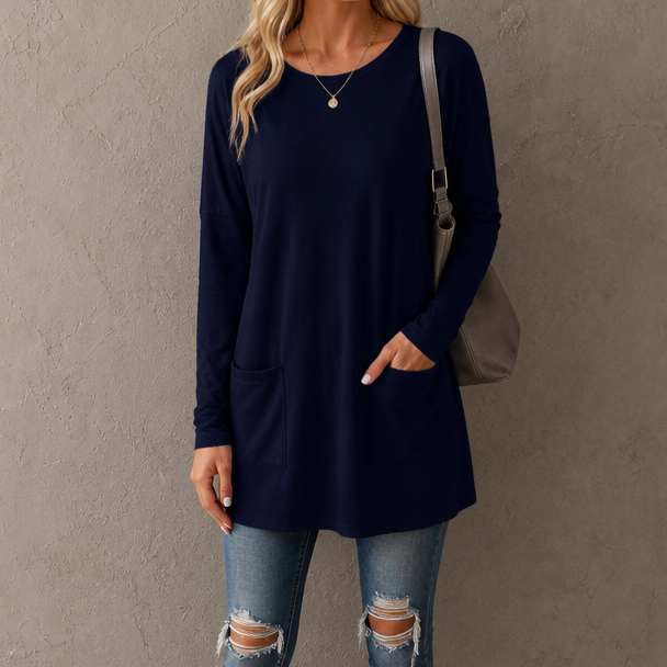 Wearbella – Relaxed Longline Crew-Neck Tunic Top