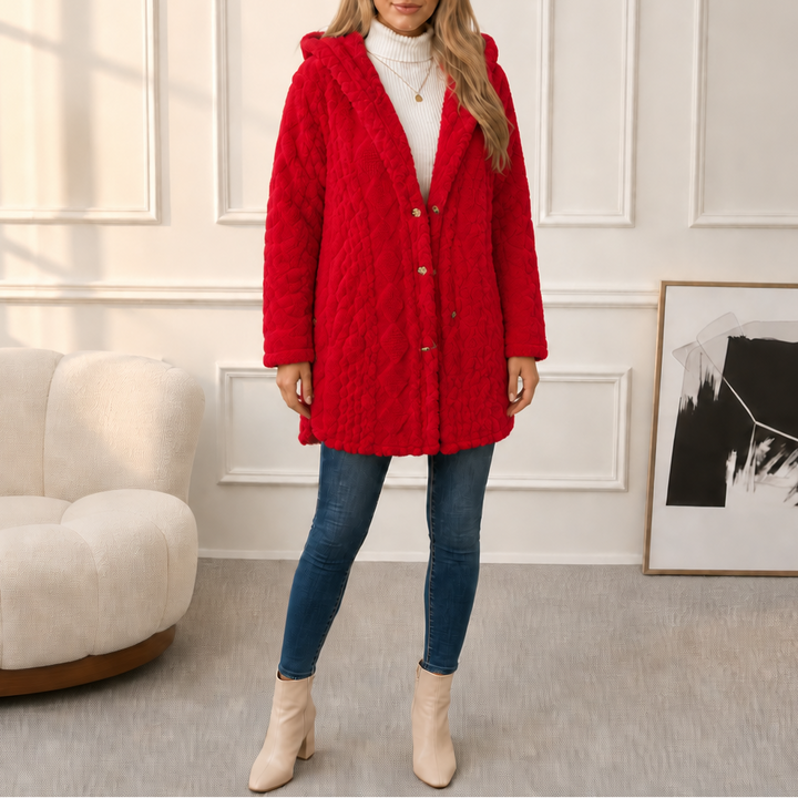 Wearbella – Diamond Jacquard Plush Hooded Coat