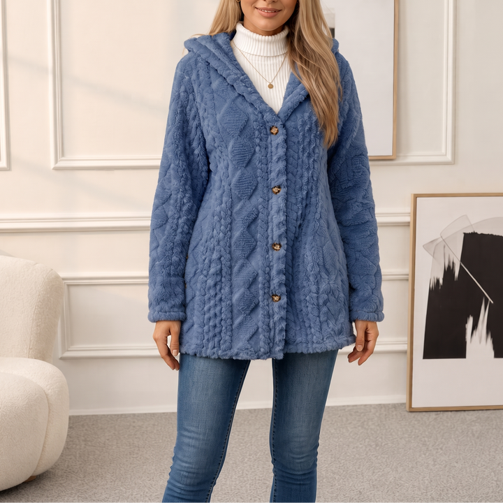 Wearbella – Diamond Jacquard Plush Hooded Coat