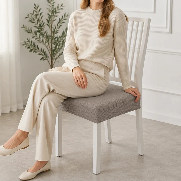 Jacquard Haven – Waterproof Stretch Jacquard Dining Chair Seat Cover