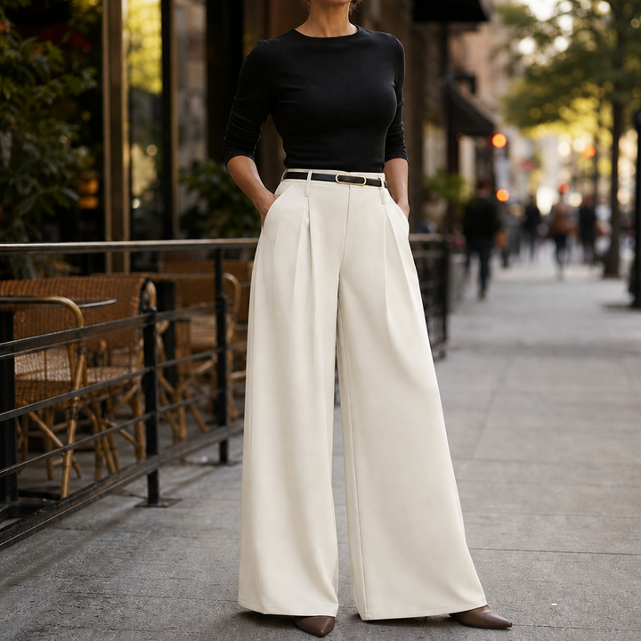 Lunetta – High-Waisted Pleated Wide-Leg Trousers
