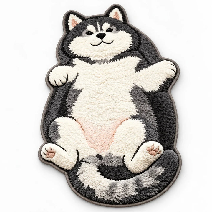 Tabby Tumble – Sleeping Cat-Shaped Plush Area Rug