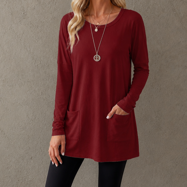 Wearbella – Relaxed Longline Crew-Neck Tunic Top