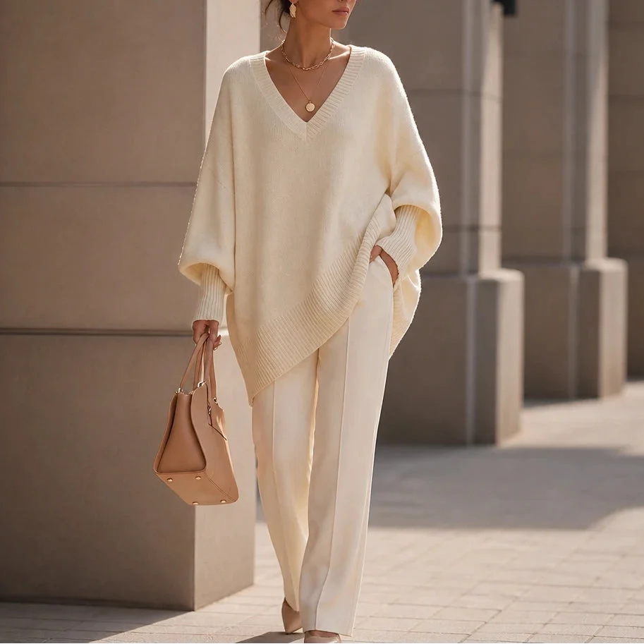 Mayfield – Oversized V-Neck Knit Sweater