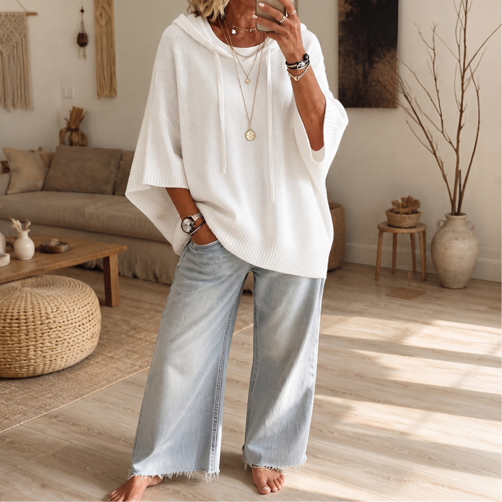 Cozelle – Frayed-Edge Open-Knit Oversized Hoodie
