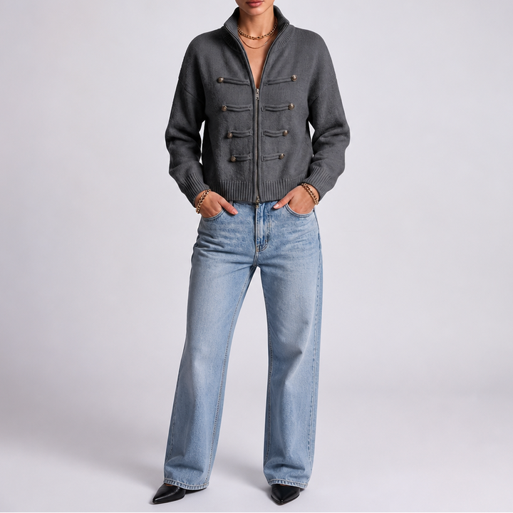 Wearbella – Hussar Knot-Detail Zip Cardigan