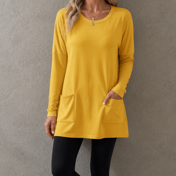 Wearbella – Relaxed Longline Crew-Neck Tunic Top
