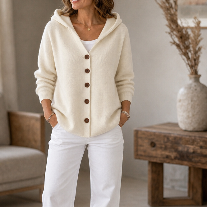 Teri – Button-Front Hooded Cardigan