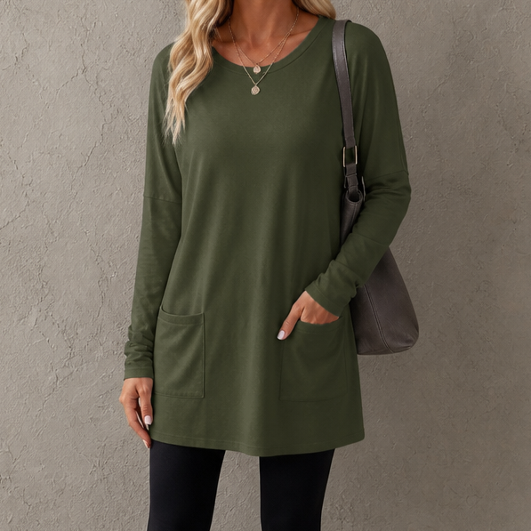 Wearbella – Relaxed Longline Crew-Neck Tunic Top