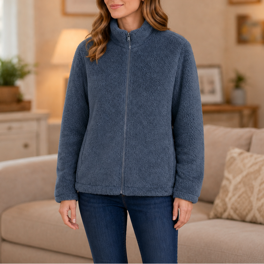 Velora – Plush Fleece Stand-Collar Jacket