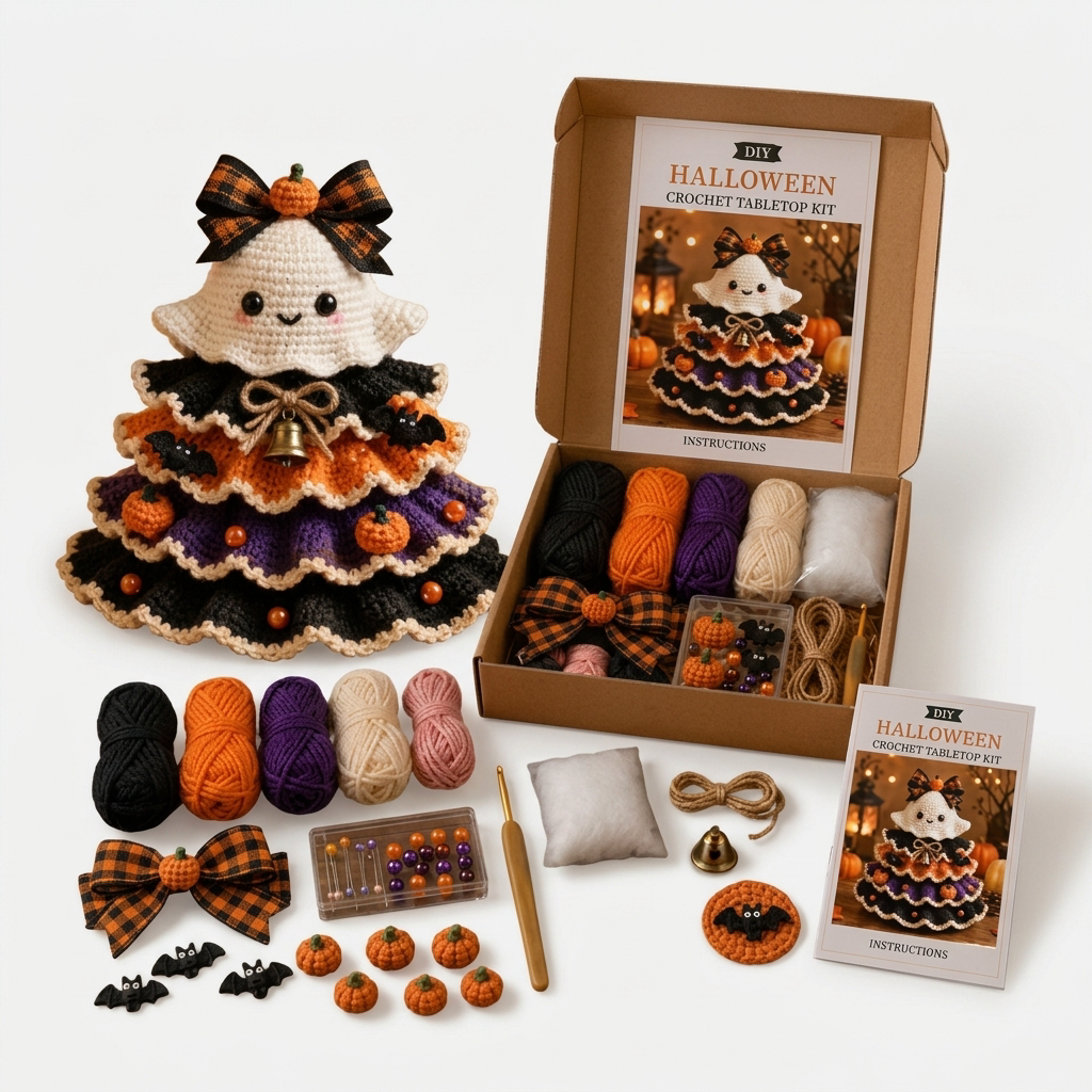 Hallowstitch – Layered Crochet Cat Witch Halloween Tree