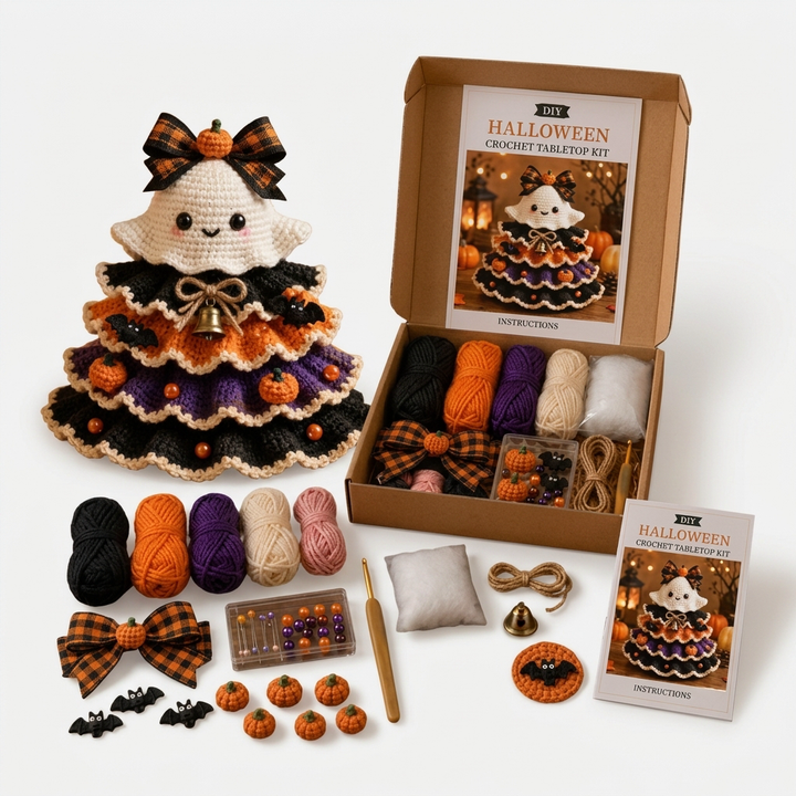 Hallowstitch – Layered Crochet Cat Witch Halloween Tree
