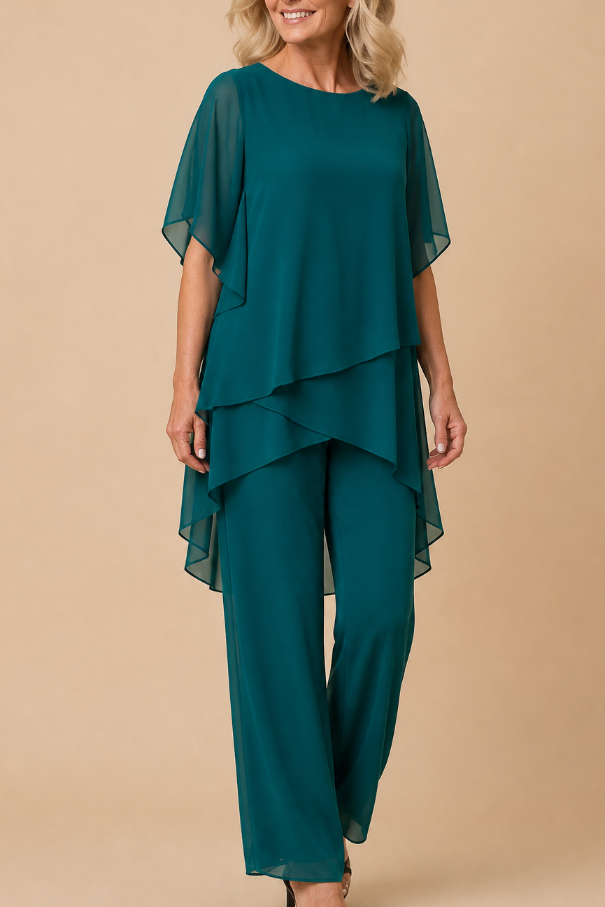 Wearbella – Draped Asymmetric Top And Wide-Leg Trouser Set