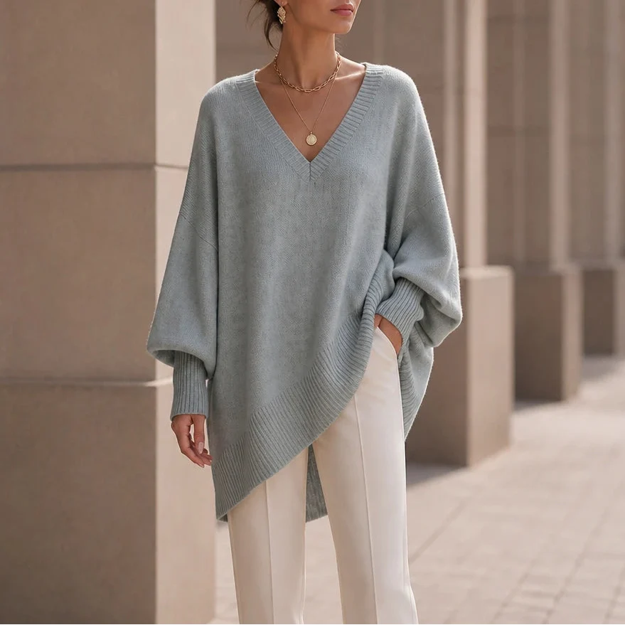Mayfield – Oversized V-Neck Knit Sweater