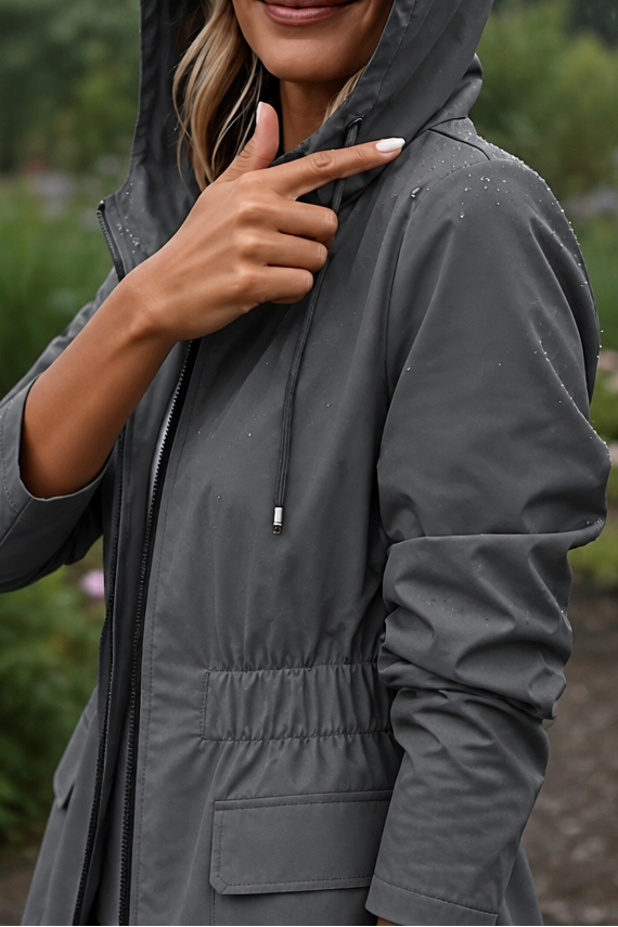 Rainfelle – Slim-Fit Drawstring Waist Hooded Rain Jacket