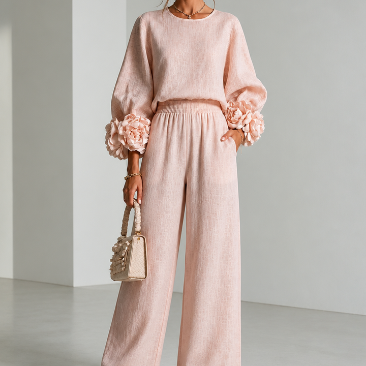 Cufflora – Floral Cuff Wide-Leg Two-Piece Set