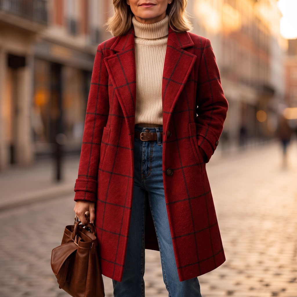 Checkwell – Royal Blue Checkered Two-Button Coat