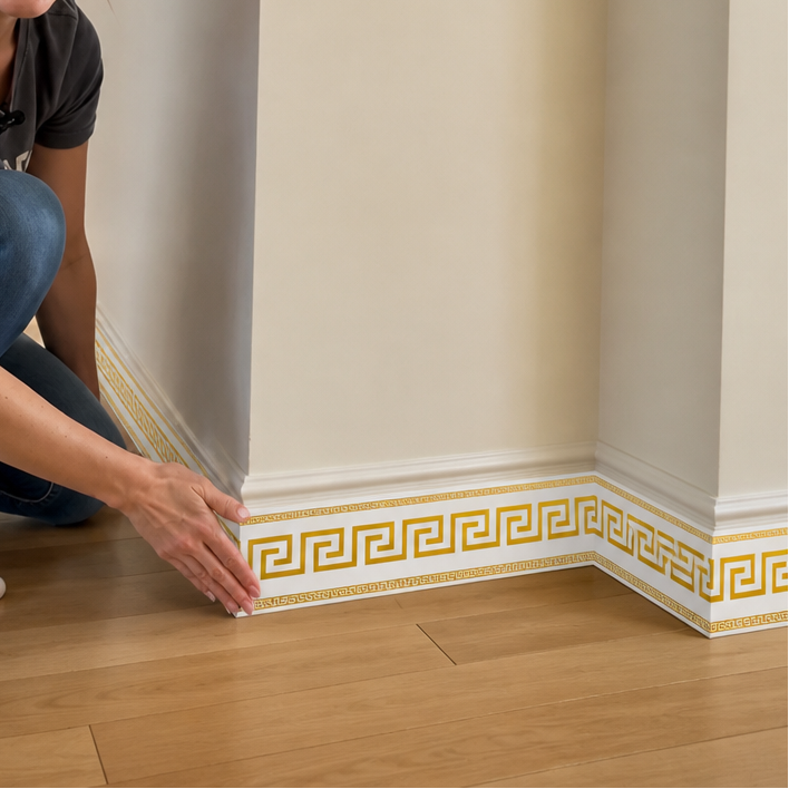 Edgewell – Gold And White Peel-And-Stick Border