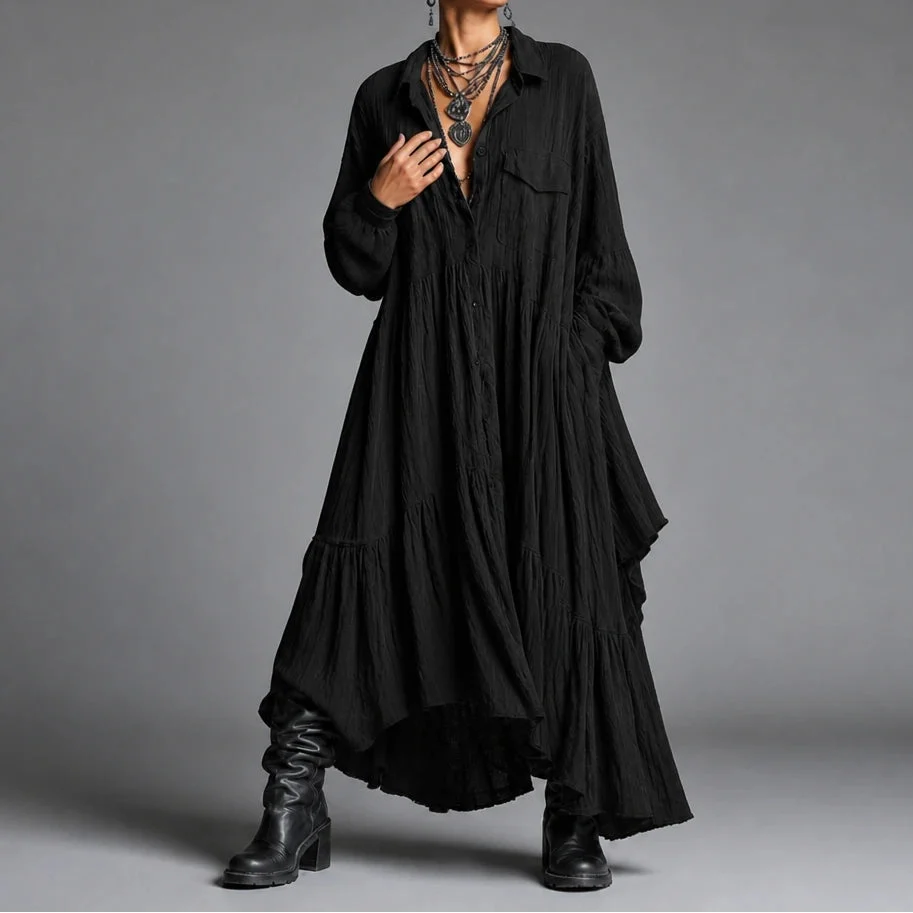 Rufflefield – Washed Ruffle Four-Pocket Shirt Dress
