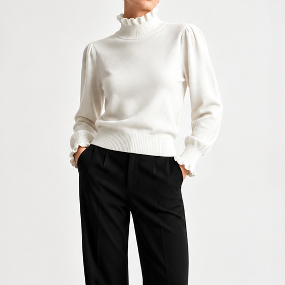 Ruffle & Row – Ruffled Trim Knit Top