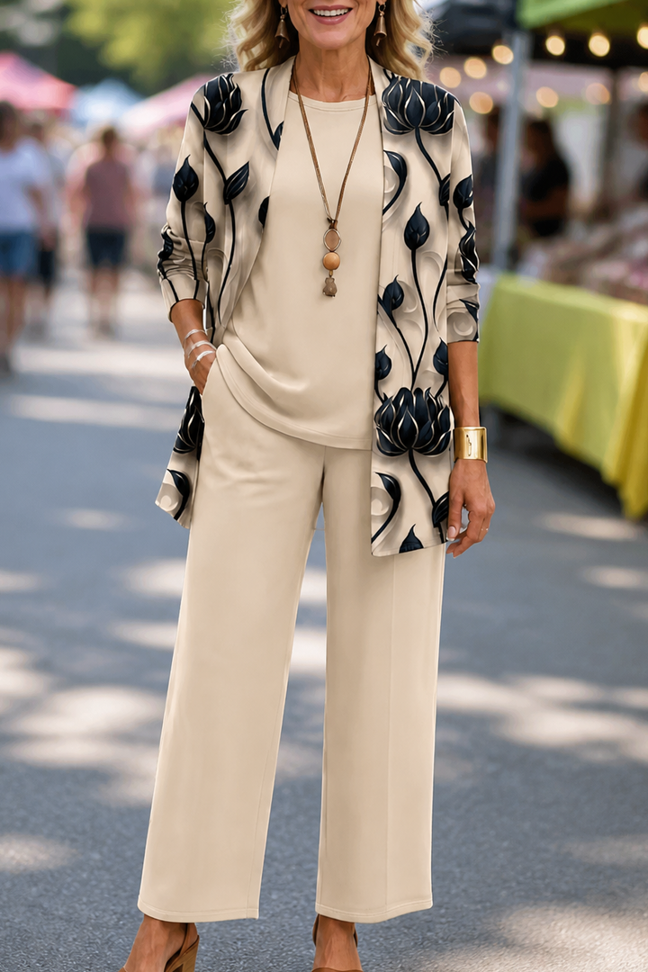 Wearbella – Printed Three-Piece Top And Pants Set