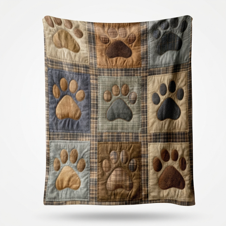 Pawhaven – Printed Paw-Print Flannel Blanket