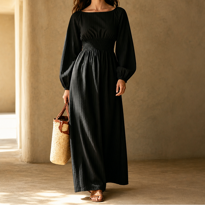 Wovelle – Smocked-Waist Pleated Maxi Dress