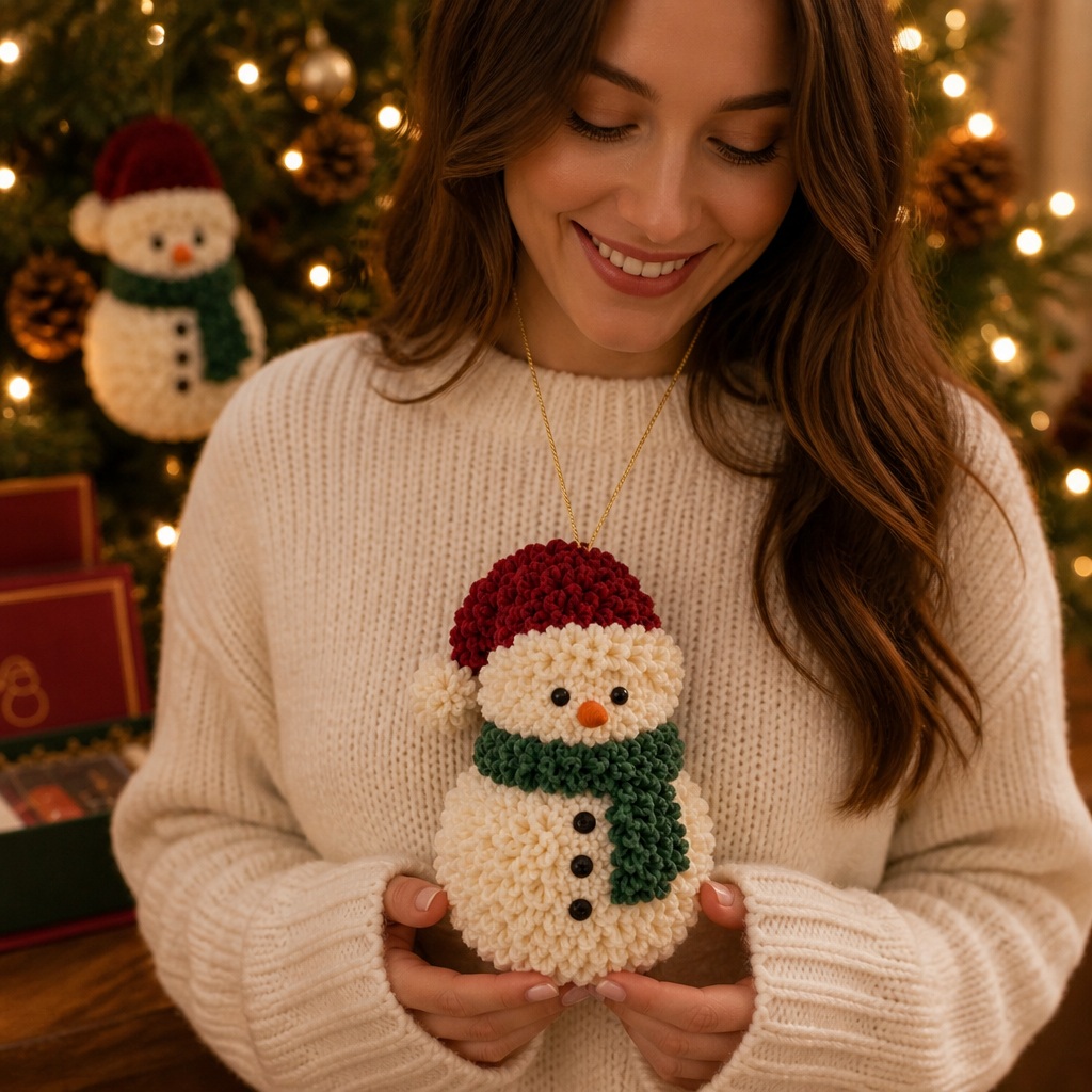 Tuftly – Fabric-Poke Snowman Christmas Ornament Kit
