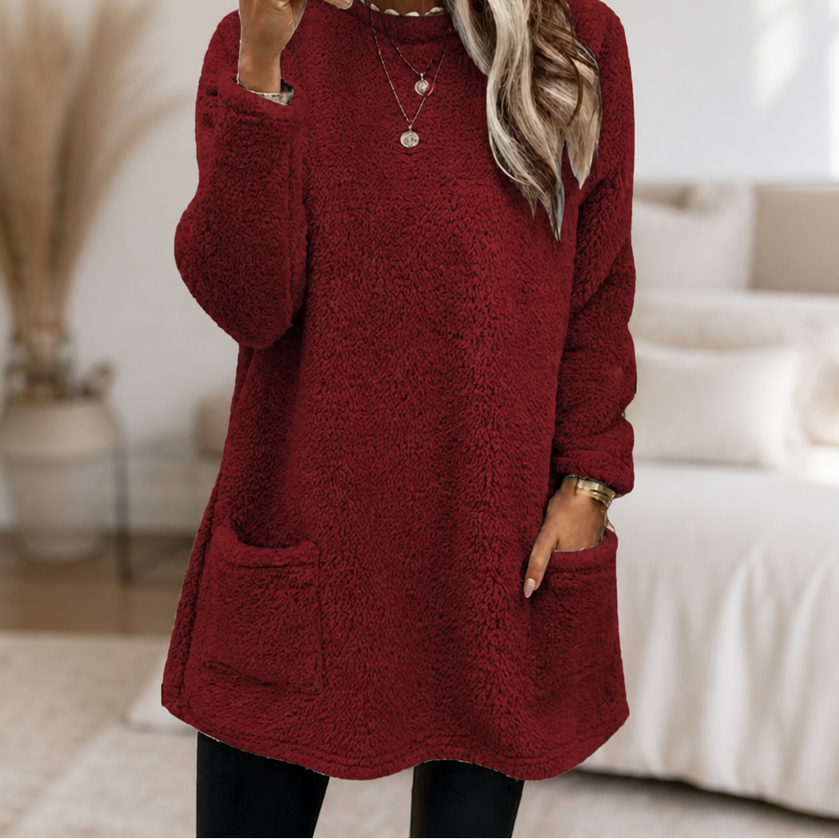 Coreheat – Brushed Fleece-Lined Longline Tunic Top