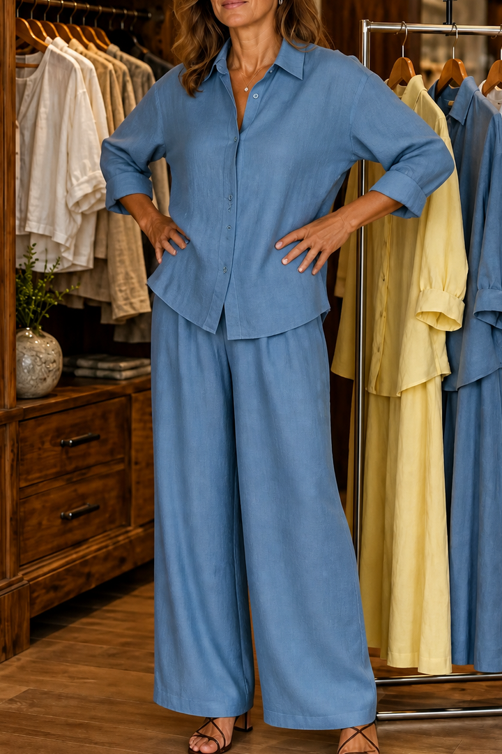 Setwell – Shirt And Wide-Leg Pants Set