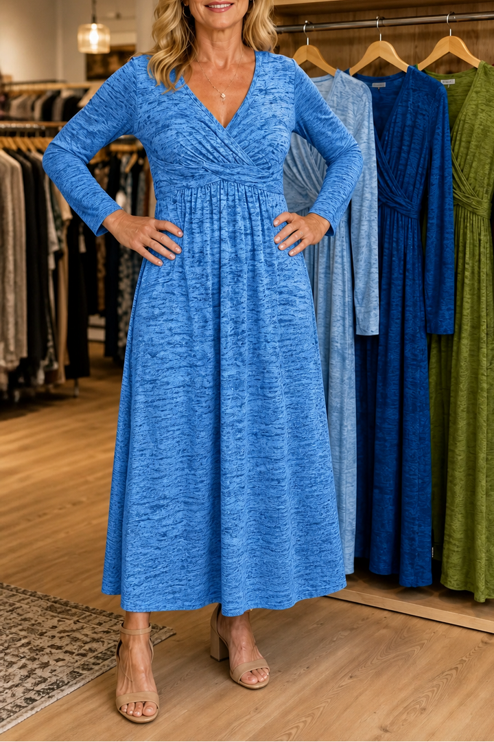 Wraverie – Wrap-Front Tie-Waist Midi Dress With Pockets