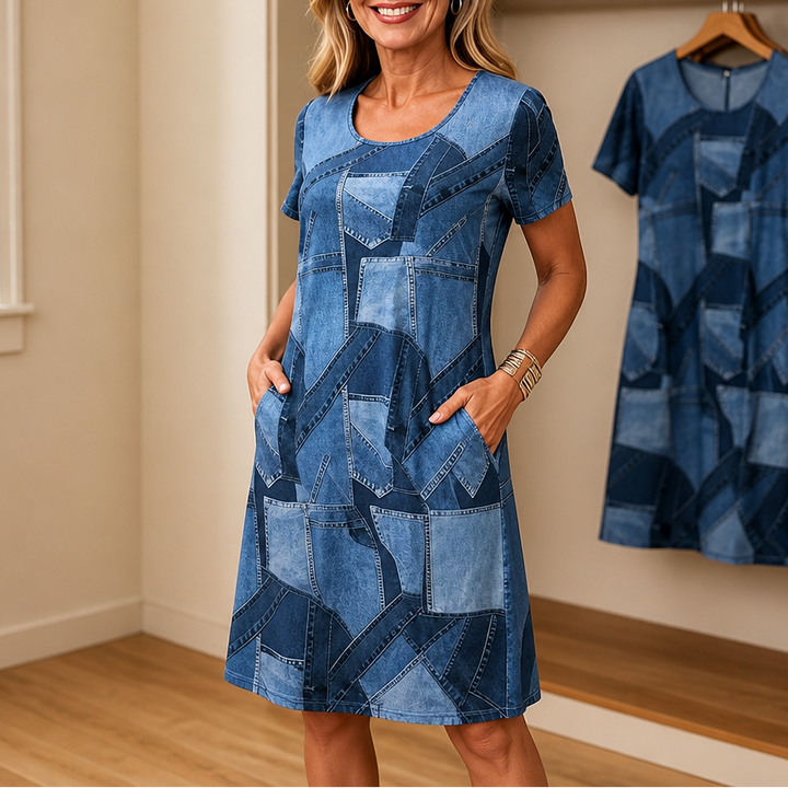 Wearbella – Patchwork Print Relaxed Shift Dress
