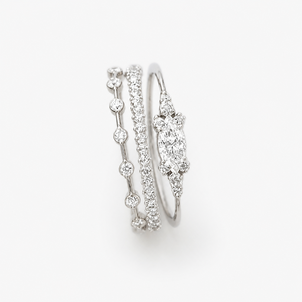 Marquisette – Marquise-Cut Stones 3-Piece Stacking Ring Set