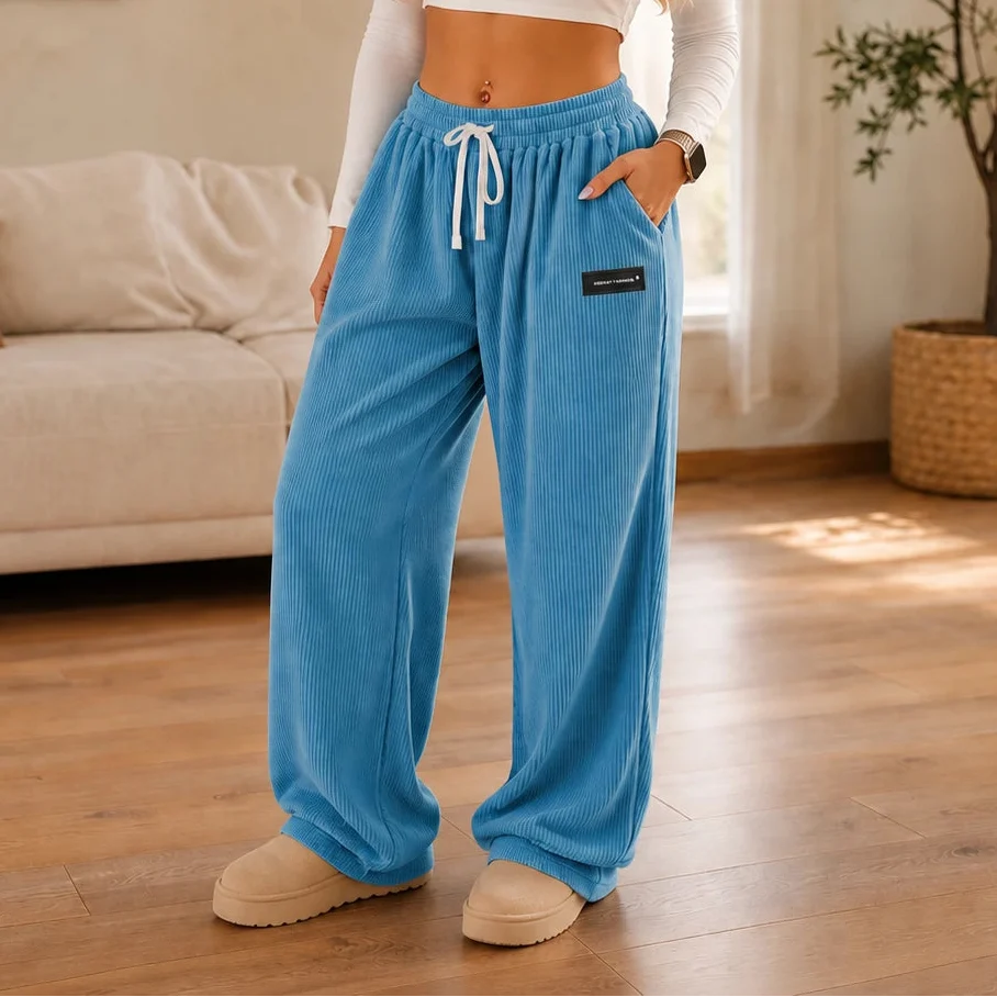 Cordelia – Wide-Leg Corduroy Drawstring Pants