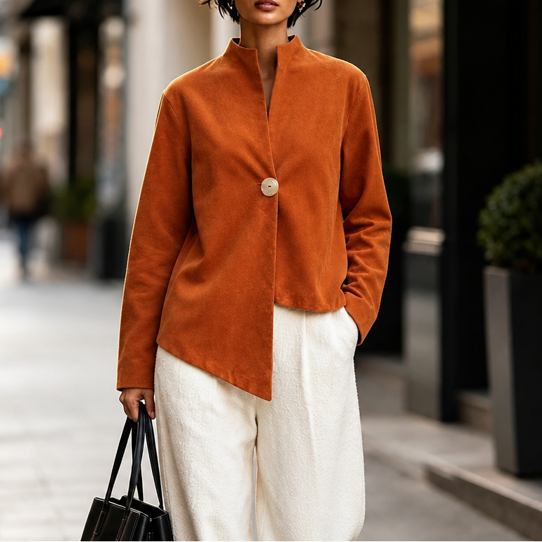 Overa – Burnt Orange Asymmetrical Statement Jacket