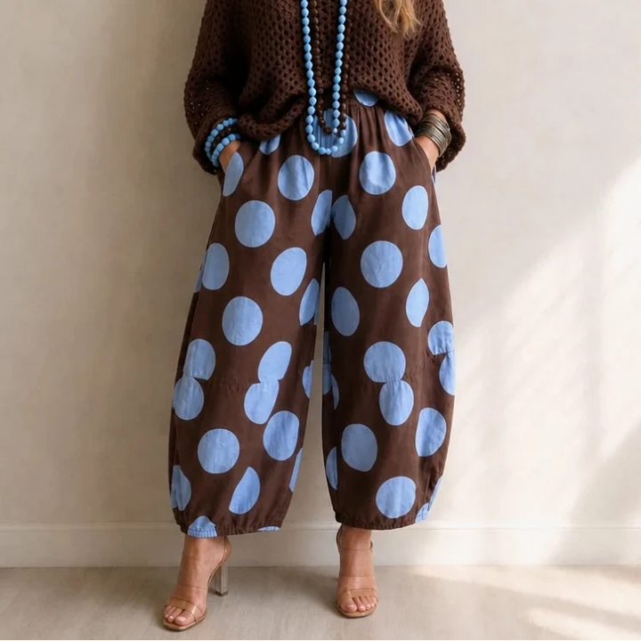 Dotarra – Polka Dot Wide-Leg Balloon Trousers